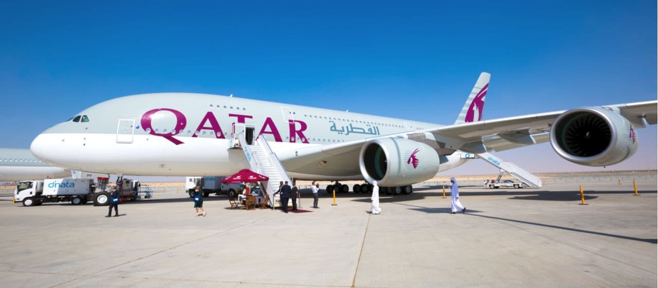Qatar Airways приземлился в Дюссельдорфе, Германия